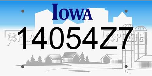 14054Z7 Iowa License Plate