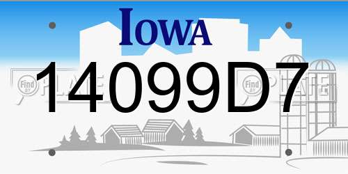 14099D7 Iowa License Plate