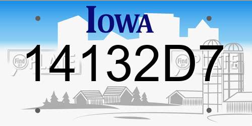 14132D7 Iowa License Plate
