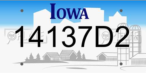 14137D2 Iowa License Plate