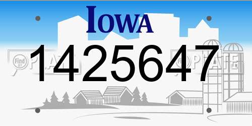 1425647 Iowa License Plate