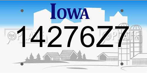 14276Z7 Iowa License Plate