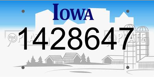1428647 Iowa License Plate
