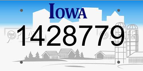 1428779 Iowa License Plate