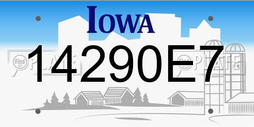 14290E7 Iowa License Plate