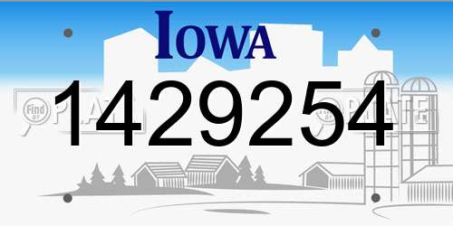 1429254 Iowa License Plate