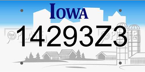 14293Z3 Iowa License Plate