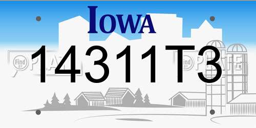 14311T3 Iowa License Plate