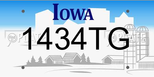 1434TG Iowa License Plate