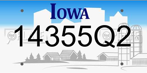 14355Q2 Iowa License Plate