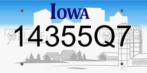 14355Q7 Iowa License Plate