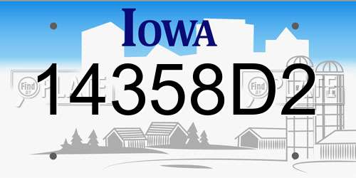 14358D2 Iowa License Plate