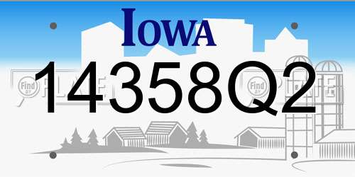 14358Q2 Iowa License Plate