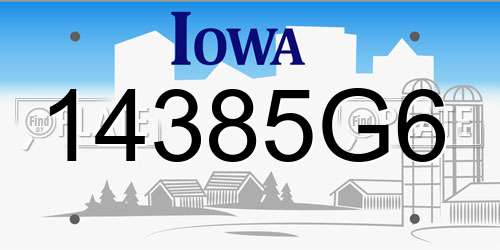 14385G6 Iowa License Plate