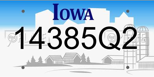 14385Q2 Iowa License Plate