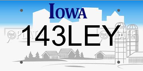 143LEY Iowa License Plate
