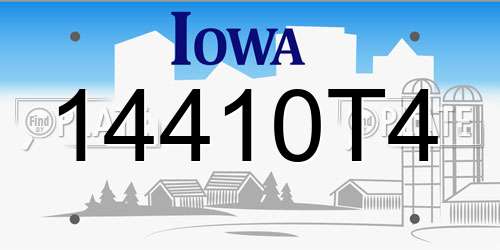 14410T4 Iowa License Plate