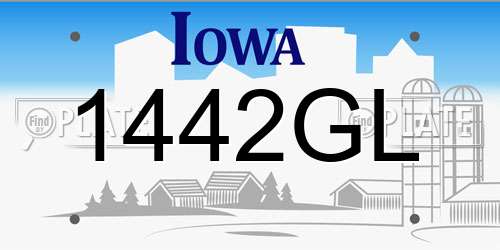 1442GL Iowa License Plate