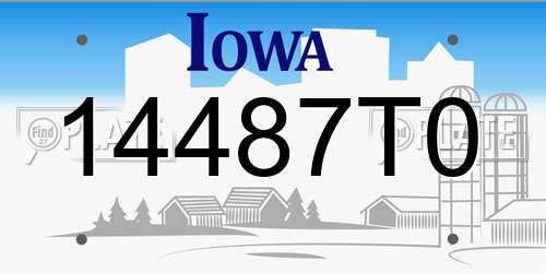 14487T0 Iowa License Plate