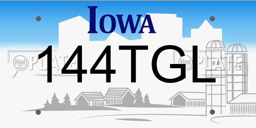 144TGL Iowa License Plate