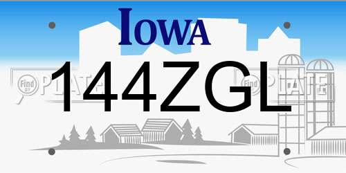 144ZGL Iowa License Plate