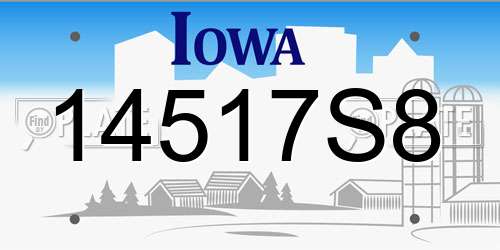 14517S8 Iowa License Plate