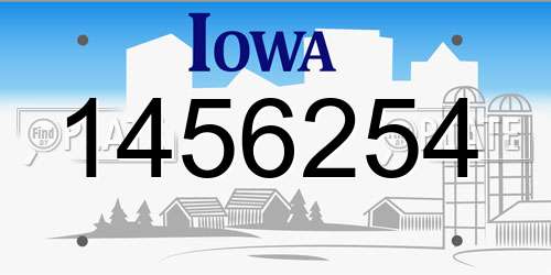 1456254 Iowa License Plate