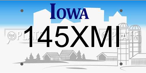 145XMI Iowa License Plate