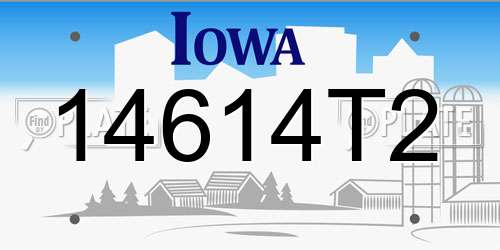 14614T2 Iowa License Plate
