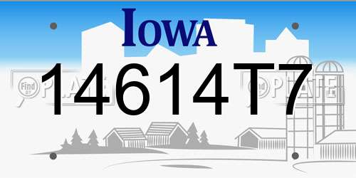 14614T7 Iowa License Plate
