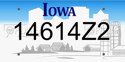 14614Z2 Iowa License Plate