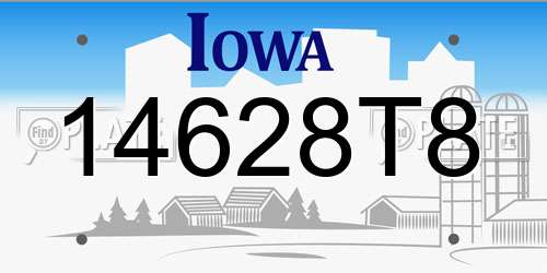 14628T8 Iowa License Plate