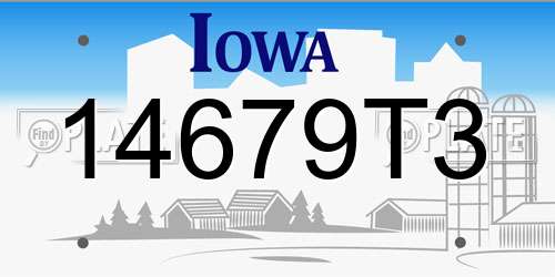 14679T3 Iowa License Plate
