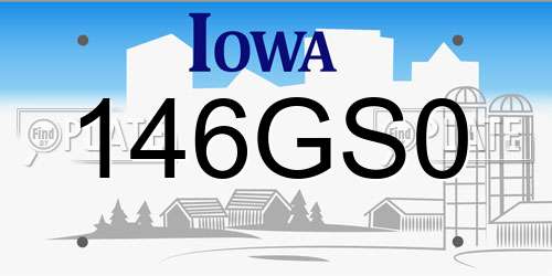 146GS0 Iowa License Plate