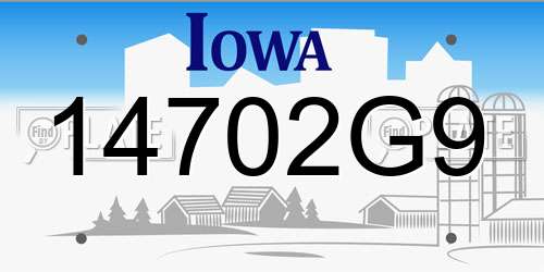 14702G9 Iowa License Plate