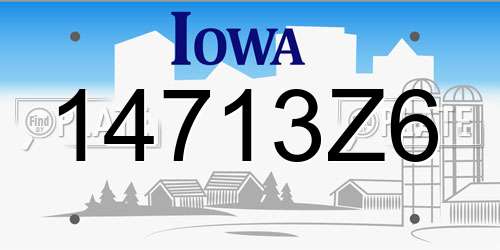 14713Z6 Iowa License Plate
