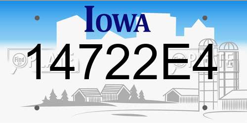 14722E4 Iowa License Plate