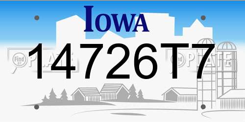 14726T7 Iowa License Plate