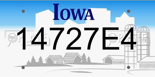 14727E4 Iowa License Plate