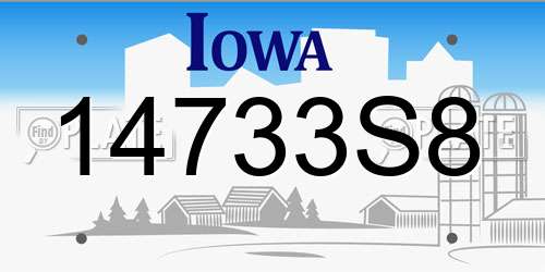 14733S8 Iowa License Plate