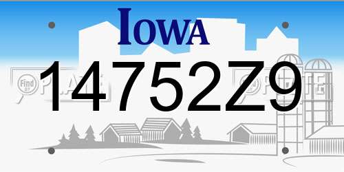 14752Z9 Iowa License Plate