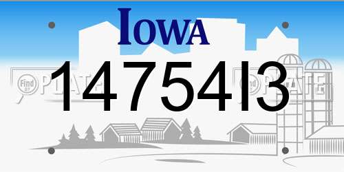 14754I3 Iowa License Plate