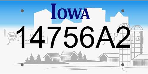 14756A2 Iowa License Plate