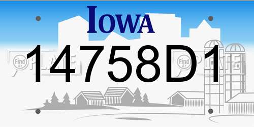 14758D1 Iowa License Plate