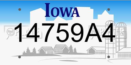 14759A4 Iowa License Plate