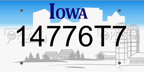 14776T7 Iowa License Plate