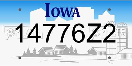 14776Z2 Iowa License Plate