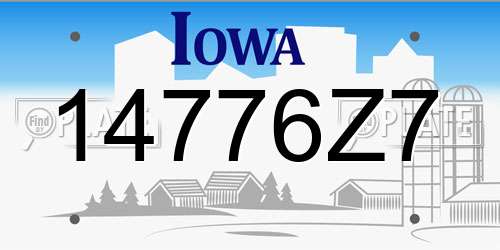 14776Z7 Iowa License Plate