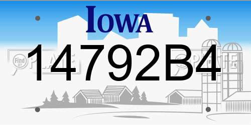14792B4 Iowa License Plate