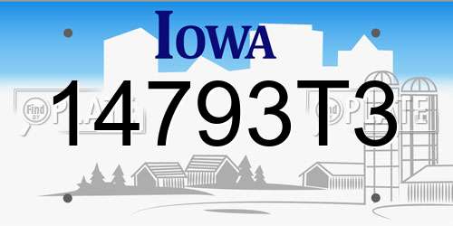 14793T3 Iowa License Plate